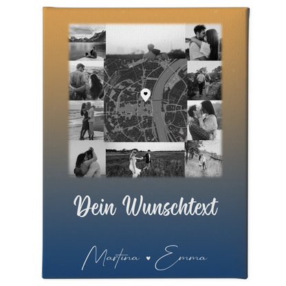 Personalisierte Leinwand Paare mit 10 Fotos Karte Wunschtext Të dua Liebe auf Albanisch