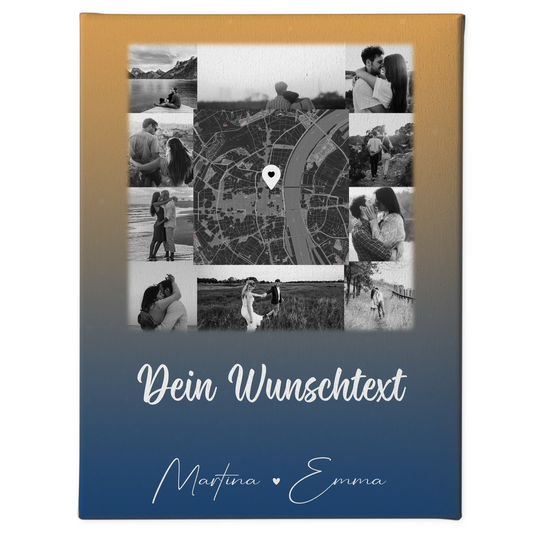Personalisierte Leinwand Paare mit 10 Fotos Karte Wunschtext Të dua Liebe auf Albanisch