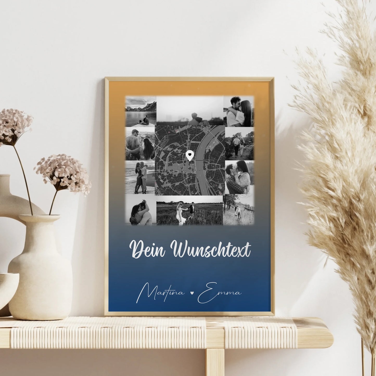 Partner Poster Personalisiert Të dua Liebe auf Albanisch mit 10 Fotos Karte Text