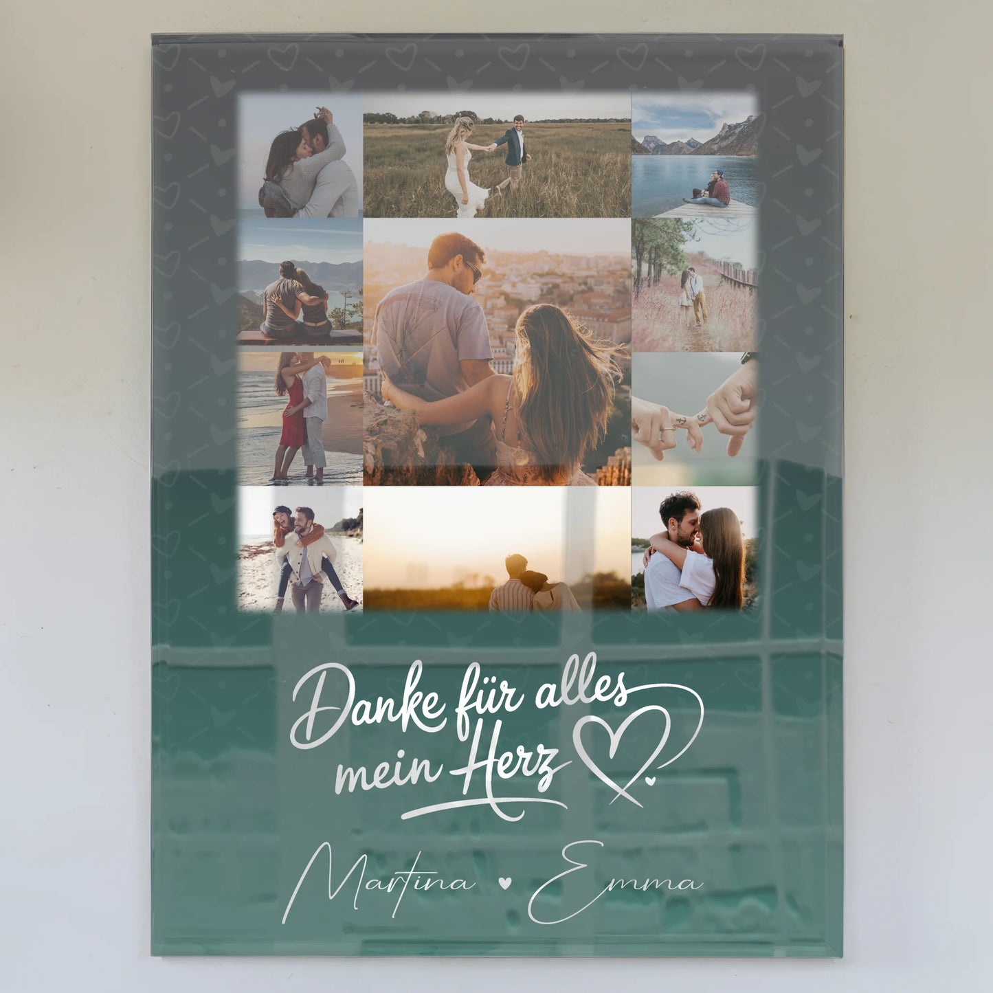 Personalisierte Fotogeschenke mit 11 Fotos auf Acrylglas Eu te amo Liebe auf Portugiesisch