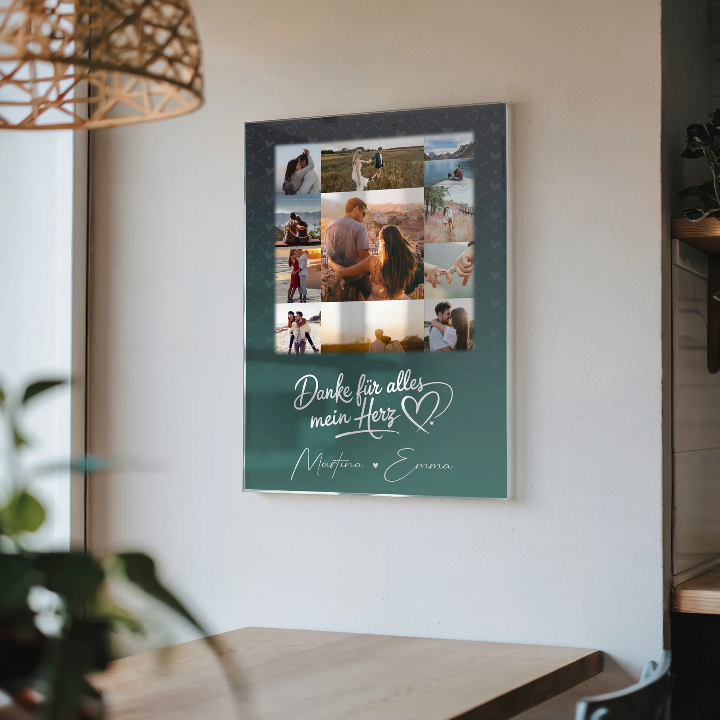 Personalisierte Fotogeschenke mit 11 Fotos auf Acrylglas Eu te amo Liebe auf Portugiesisch