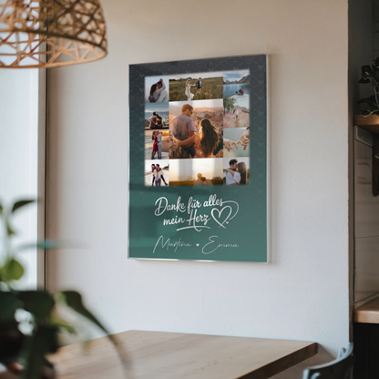 Personalisierte Fotogeschenke mit 11 Fotos auf Acrylglas Eu te amo Liebe auf Portugiesisch