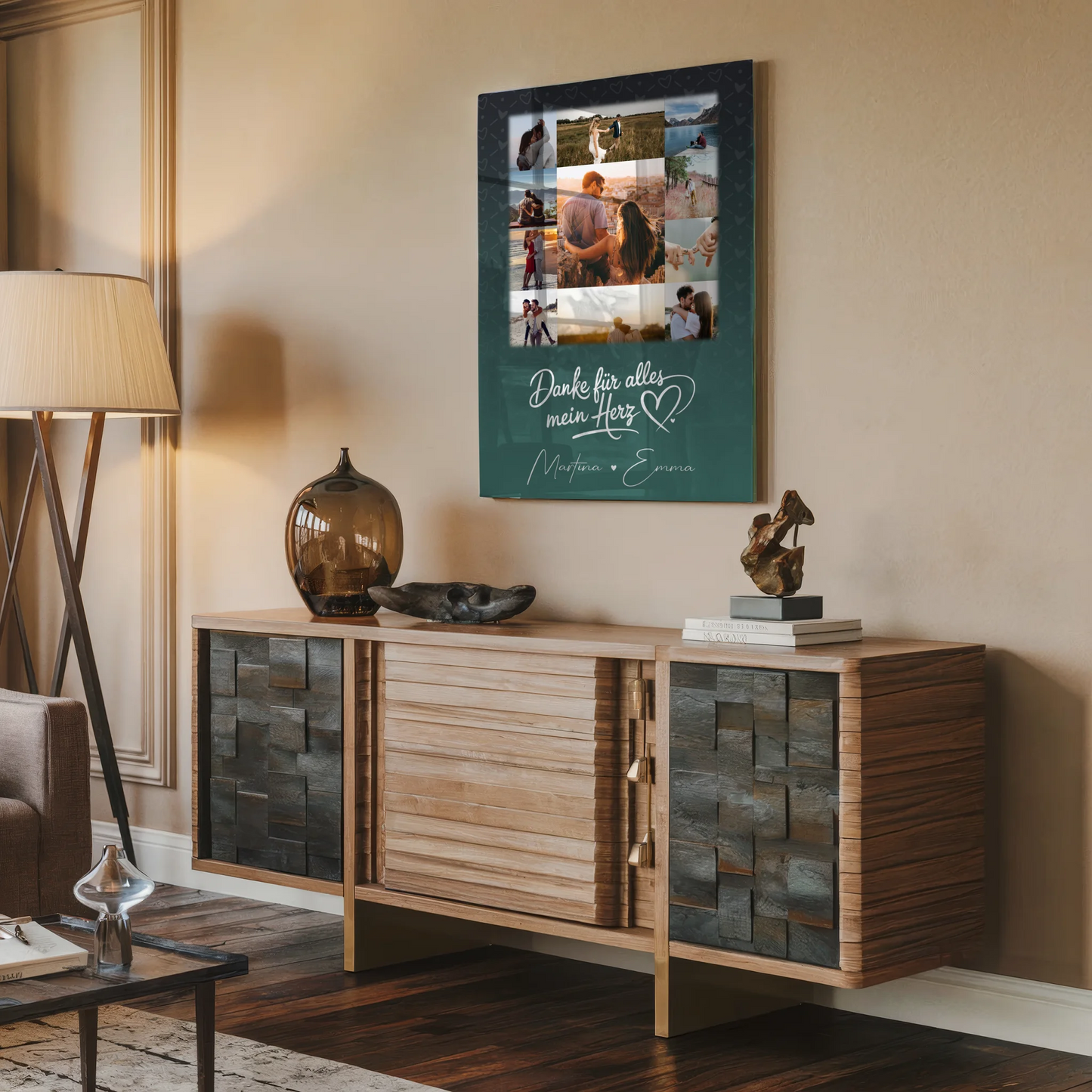 Personalisierte Fotogeschenke mit 11 Fotos auf Acrylglas Eu te amo Liebe auf Portugiesisch