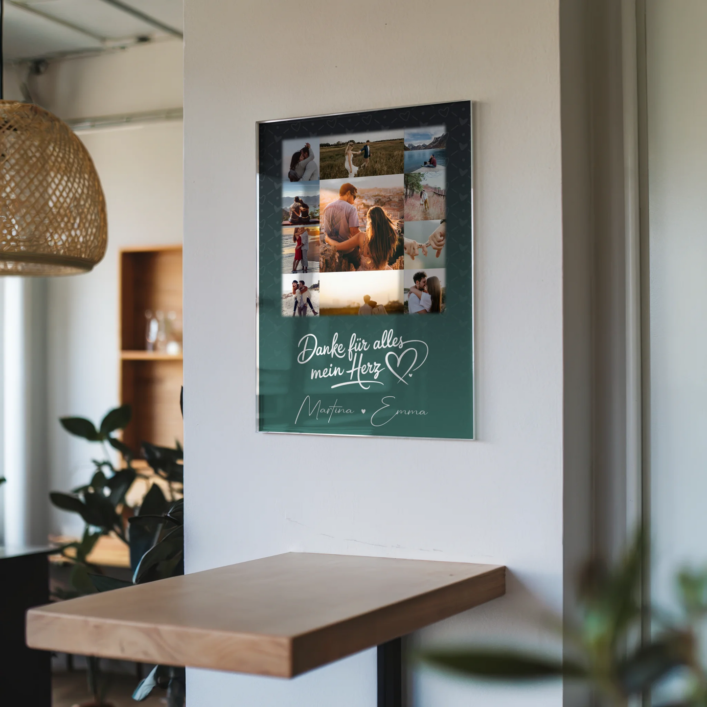 Personalisierte Fotogeschenke mit 11 Fotos auf Acrylglas Eu te amo Liebe auf Portugiesisch