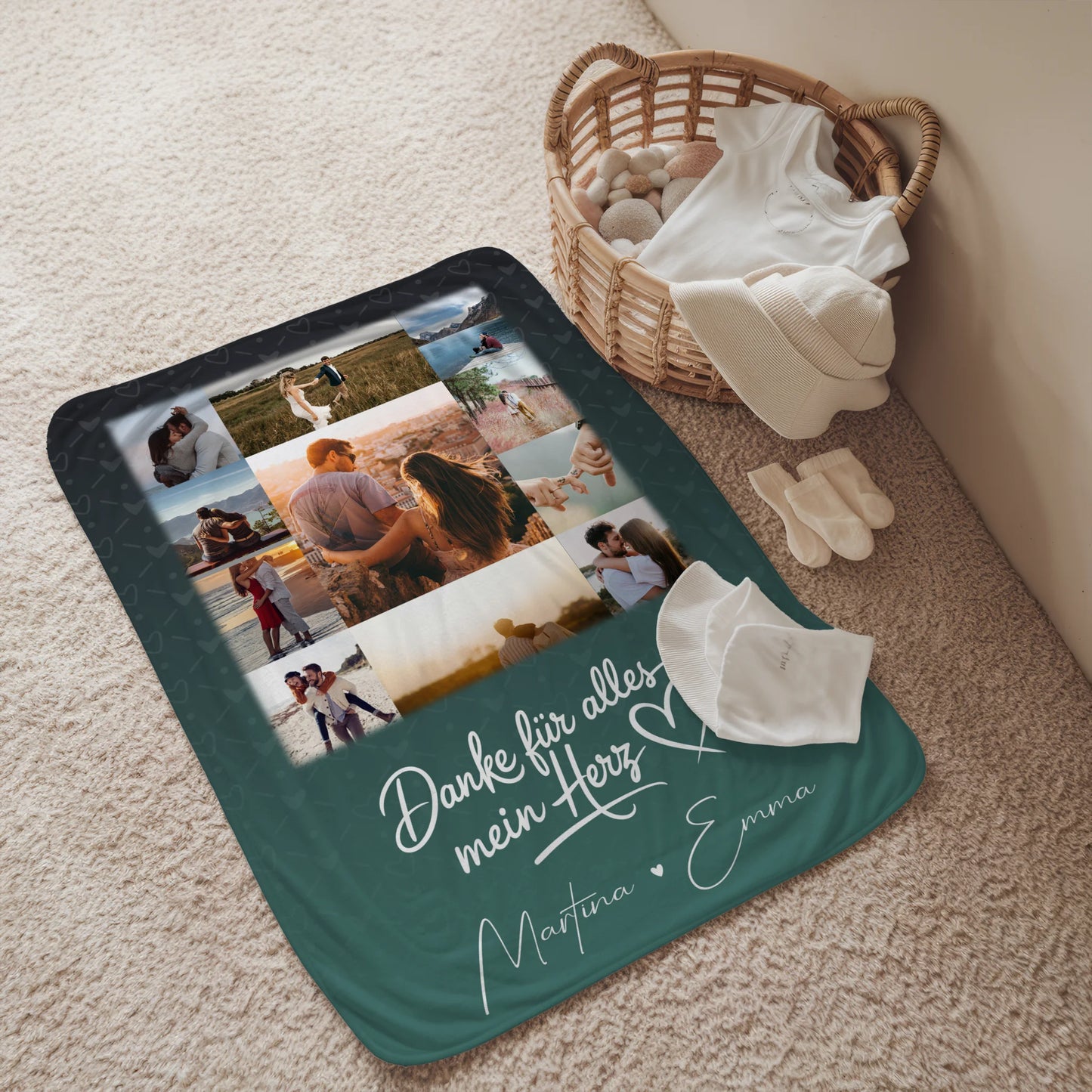 Personalisierte Kuscheldecke mit Namen 11 Fotos Eu te amo Liebe auf Portugiesisch 2