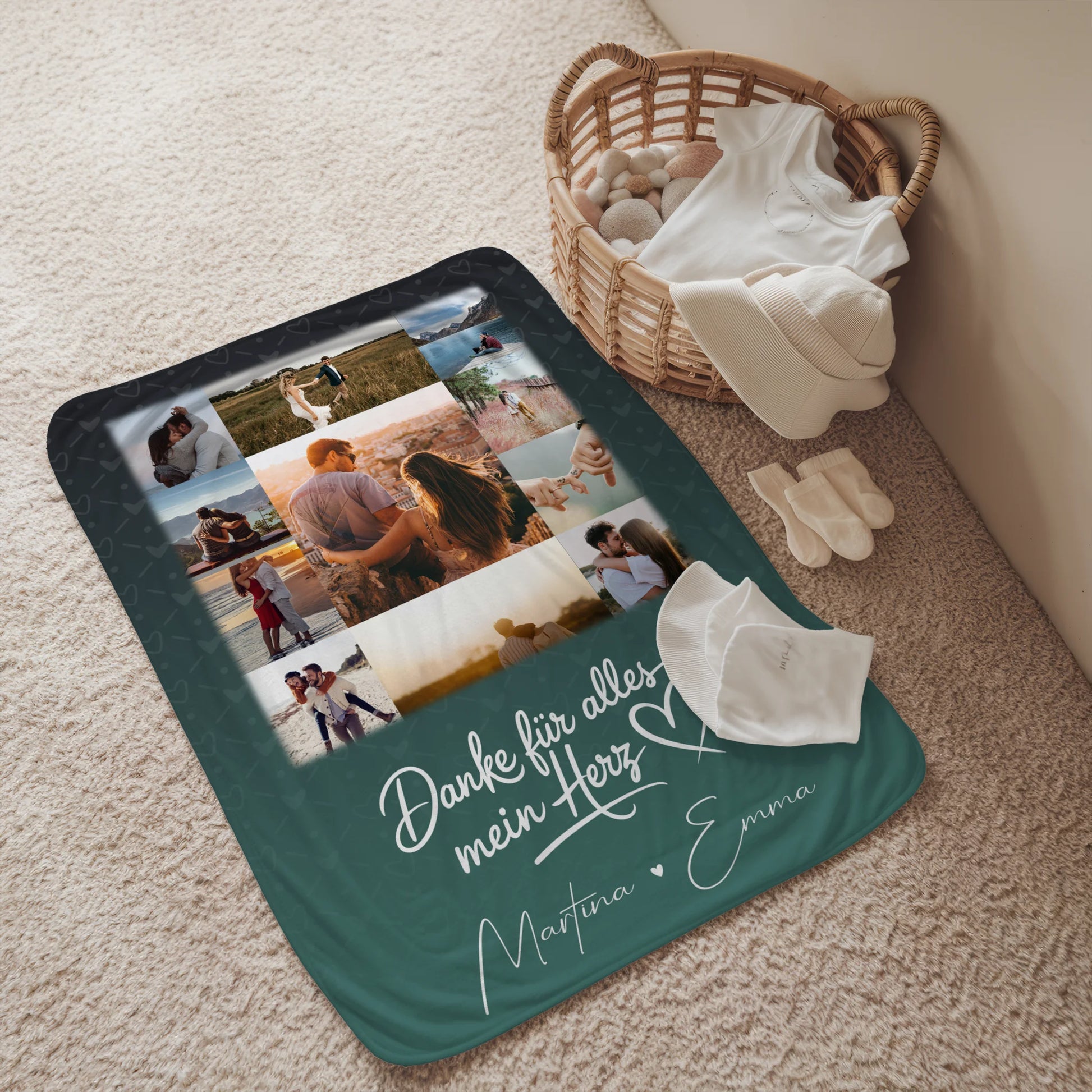 Personalisierte Kuscheldecke mit Namen 11 Fotos Eu te amo Liebe auf Portugiesisch 2