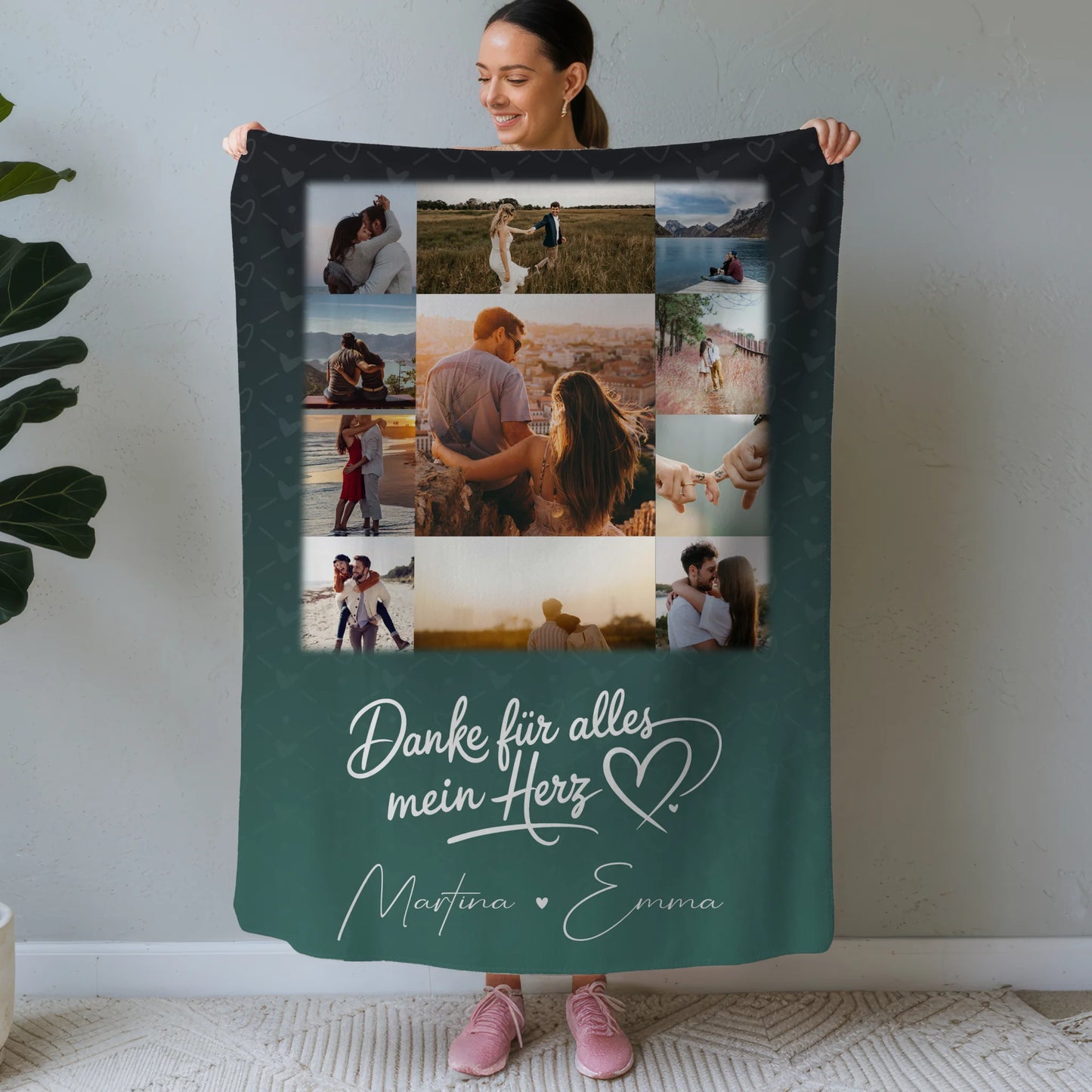 Personalisierte Kuscheldecke mit Namen 11 Fotos Eu te amo Liebe auf Portugiesisch 1