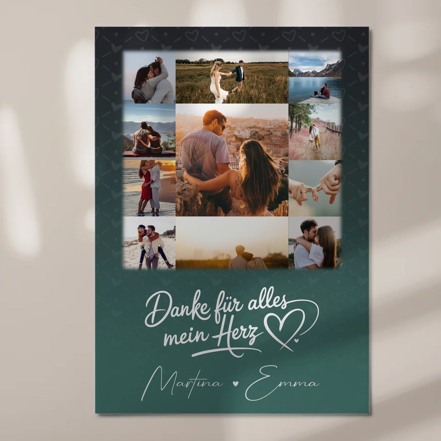 Personalisierbares Fotoboard Magnet Wandbild mit 11 Fotos Eu te amo Liebe auf Portugiesisch 7
