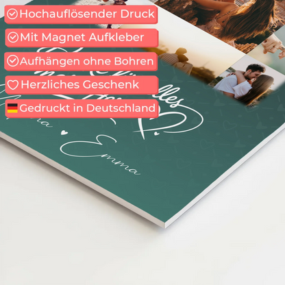 Personalisierbares Fotoboard Magnet Wandbild mit 11 Fotos Eu te amo Liebe auf Portugiesisch 10