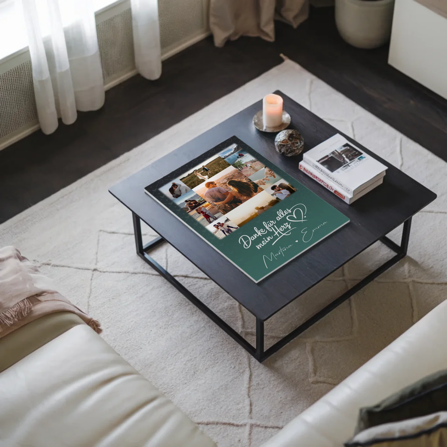 Personalisierbares Fotoboard Magnet Wandbild mit 11 Fotos Eu te amo Liebe auf Portugiesisch