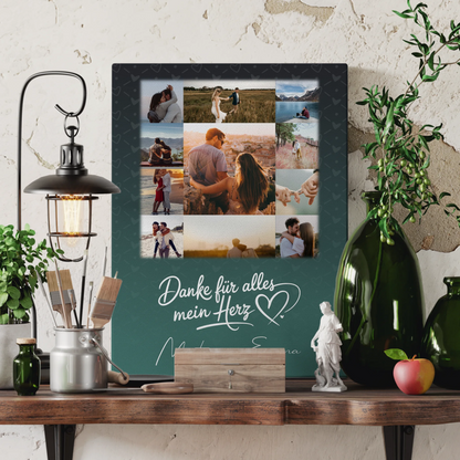 Personalisierte Leinwand Paare mit 11 Fotos Eu te amo Liebe auf Portugiesisch