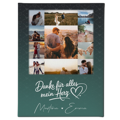 Personalisierte Leinwand Paare mit 11 Fotos Eu te amo Liebe auf Portugiesisch