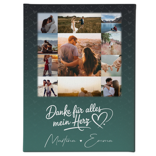 Personalisierte Leinwand Paare mit 11 Fotos Eu te amo Liebe auf Portugiesisch