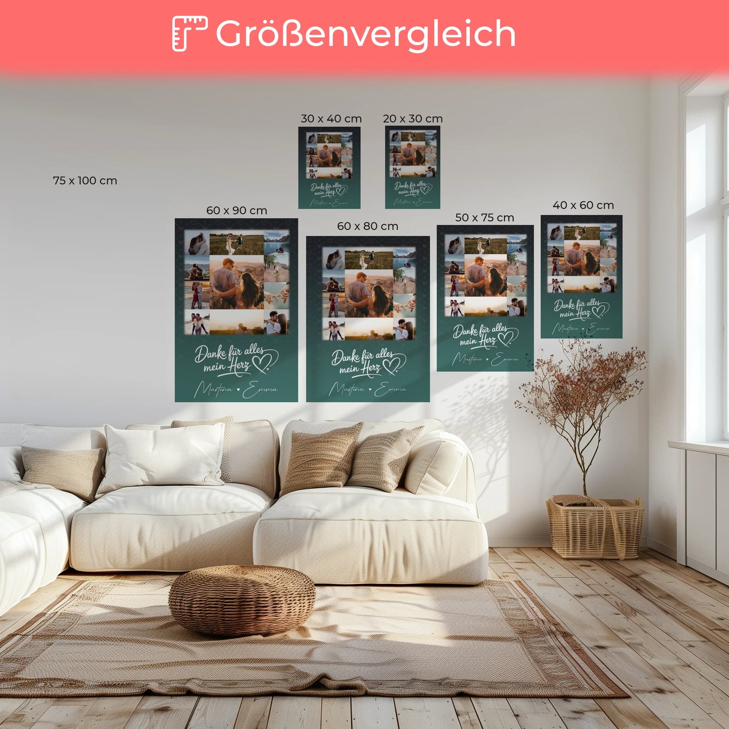Personalisierte Leinwand Paare mit 11 Fotos Eu te amo Liebe auf Portugiesisch