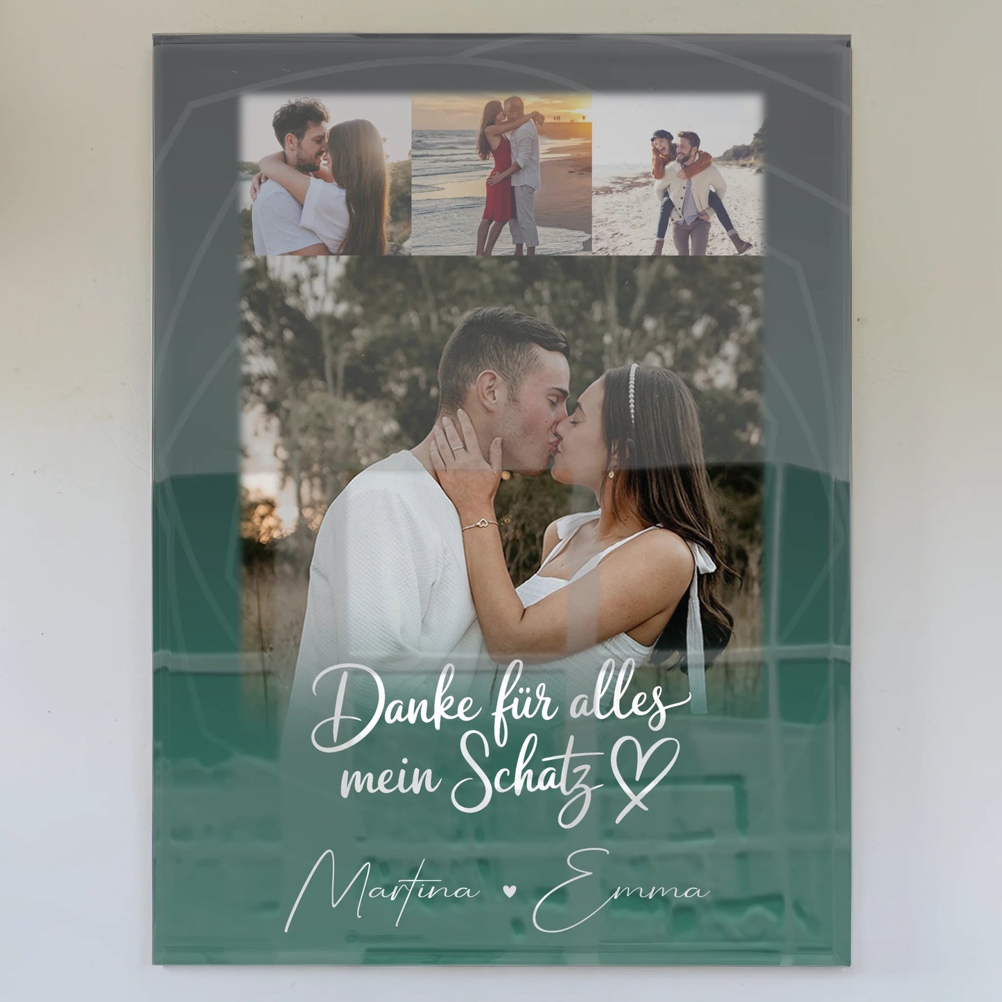 Personalisierte Foto Acrylglas Wanddekoration mit 4 Fotos Szeretlek Liebe auf Ungarisch