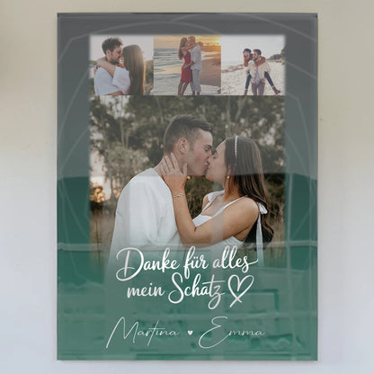 Personalisierte Foto Acrylglas Wanddekoration mit 4 Fotos Szeretlek Liebe auf Ungarisch