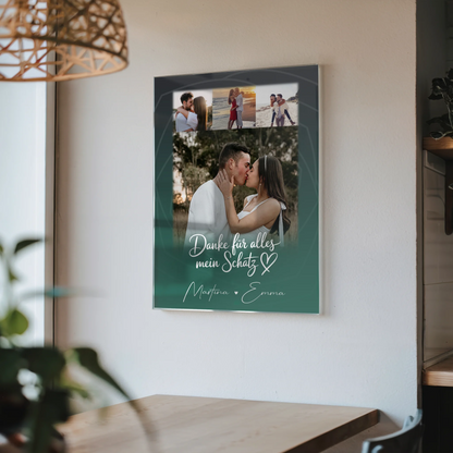 Personalisierte Foto Acrylglas Wanddekoration mit 4 Fotos Szeretlek Liebe auf Ungarisch