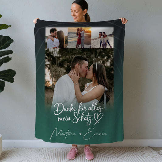 Kuscheldecke Mit Namen 4 Fotos Szeretlek Liebe auf Ungarisch Personalisiertes Geschenk 1