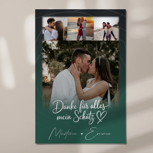 Personalisierbares Fotoboard Magnet Wandbild mit 4 Fotos Szeretlek Liebe auf Ungarisch 1