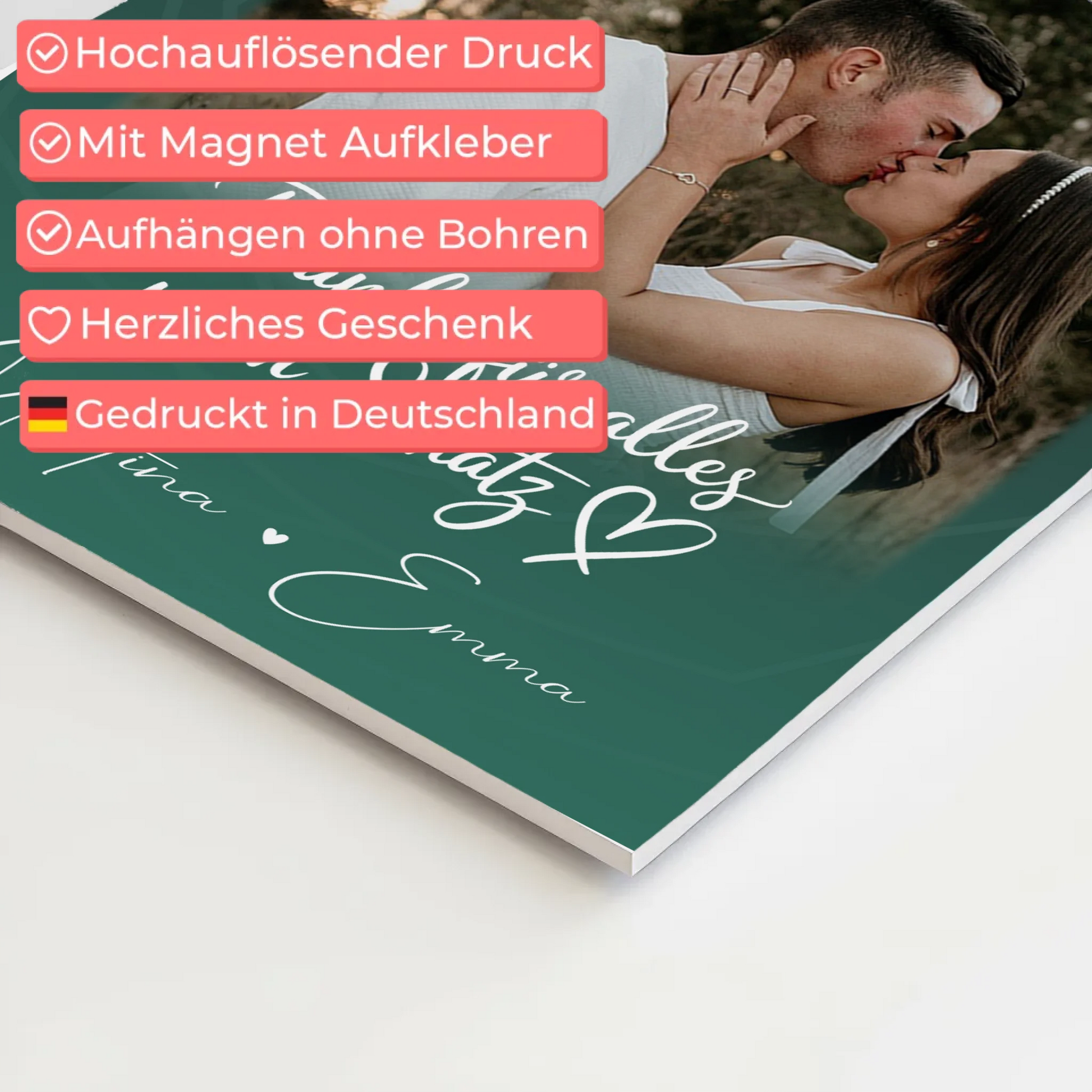 Personalisierbares Fotoboard Magnet Wandbild mit 4 Fotos Szeretlek Liebe auf Ungarisch 4