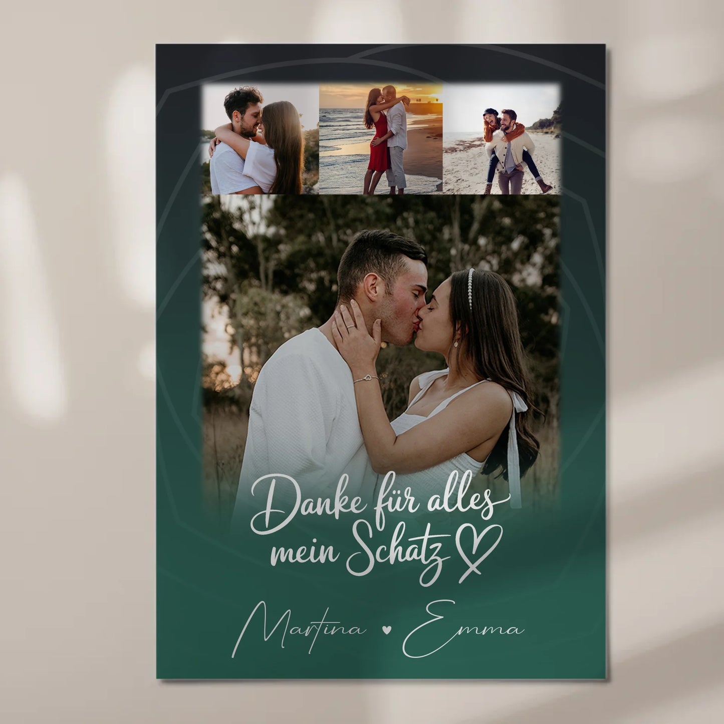 Personalisierbares Fotoboard Magnet Wandbild mit 4 Fotos Szeretlek Liebe auf Ungarisch 7