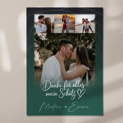 Personalisierbares Fotoboard Magnet Wandbild mit 4 Fotos Szeretlek Liebe auf Ungarisch 7