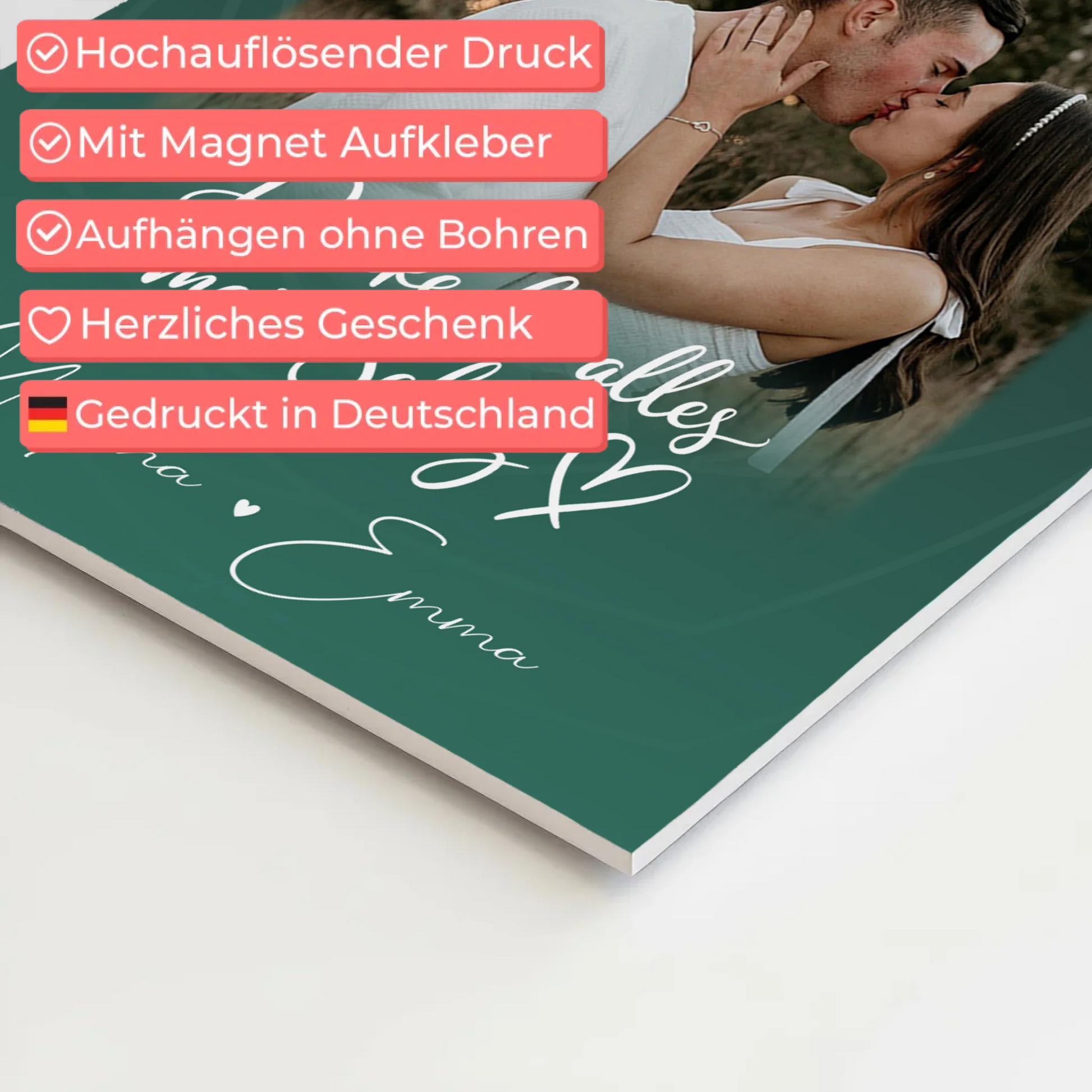 Personalisierbares Fotoboard Magnet Wandbild mit 4 Fotos Szeretlek Liebe auf Ungarisch 10