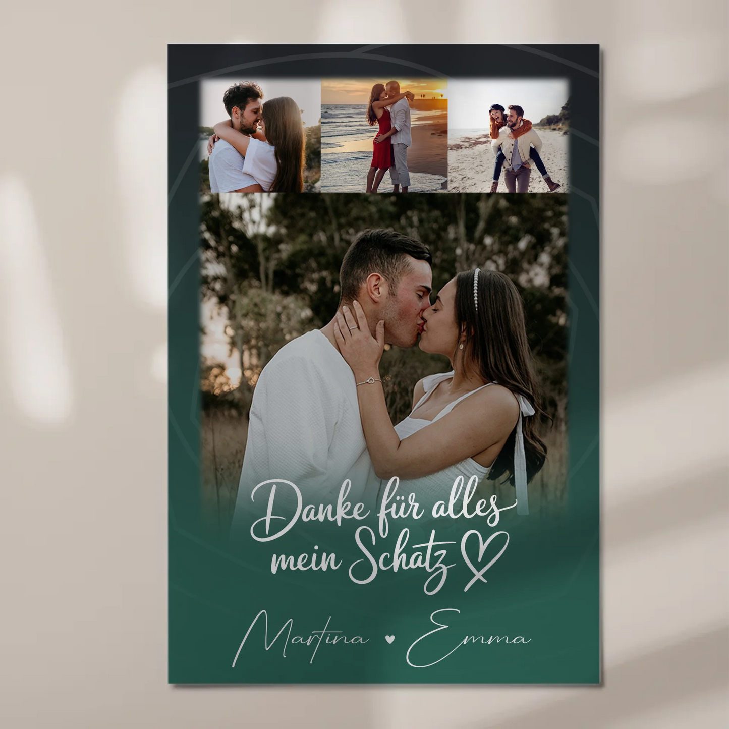 Personalisierbares Fotoboard Magnet Wandbild mit 4 Fotos Szeretlek Liebe auf Ungarisch
