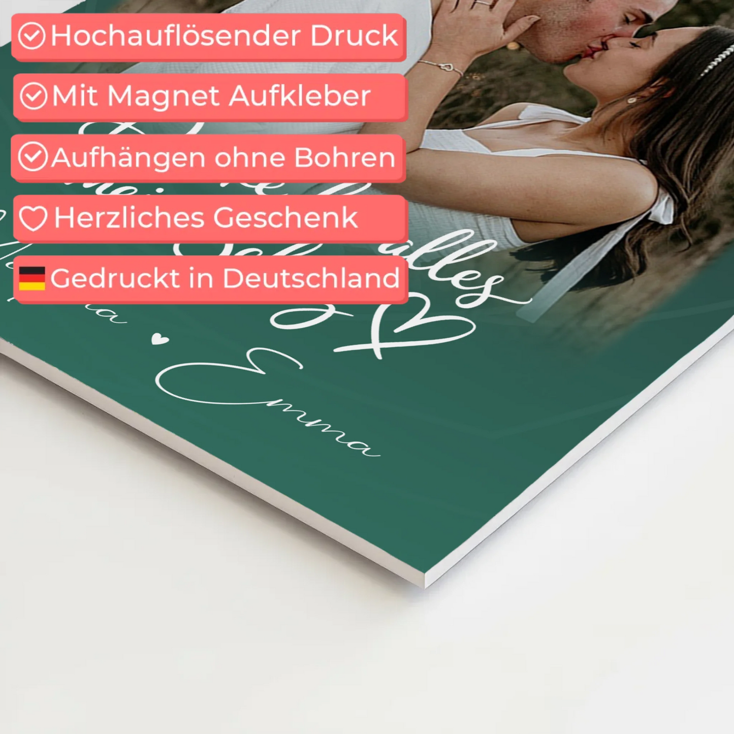 Personalisierbares Fotoboard Magnet Wandbild mit 4 Fotos Szeretlek Liebe auf Ungarisch