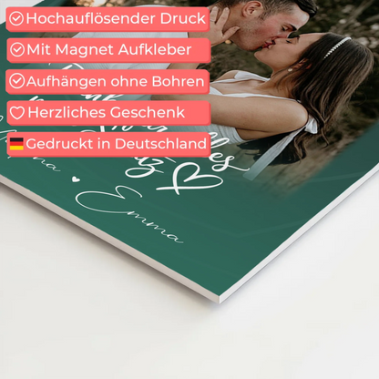 Personalisierbares Fotoboard Magnet Wandbild mit 4 Fotos Szeretlek Liebe auf Ungarisch