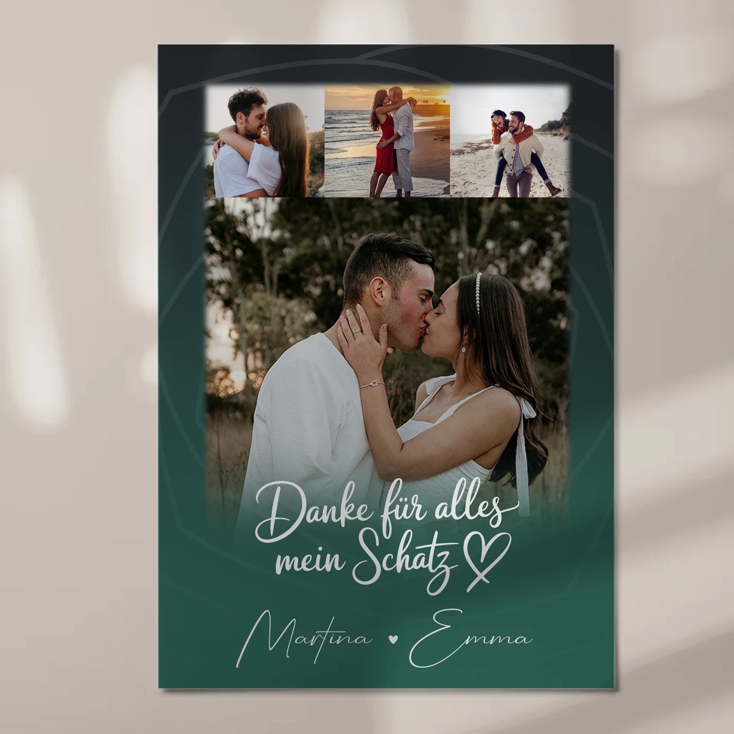 Personalisierbares Fotoboard Magnet Wandbild mit 4 Fotos Szeretlek Liebe auf Ungarisch