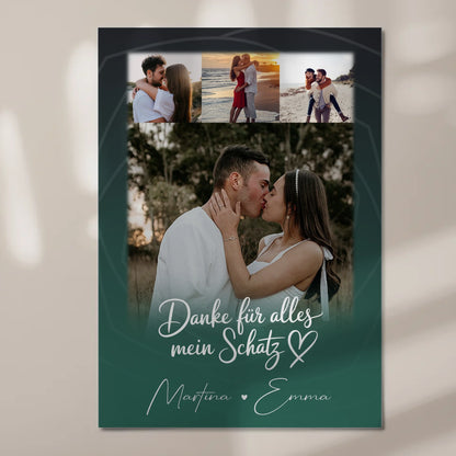 Personalisierbares Fotoboard Magnet Wandbild mit 4 Fotos Szeretlek Liebe auf Ungarisch