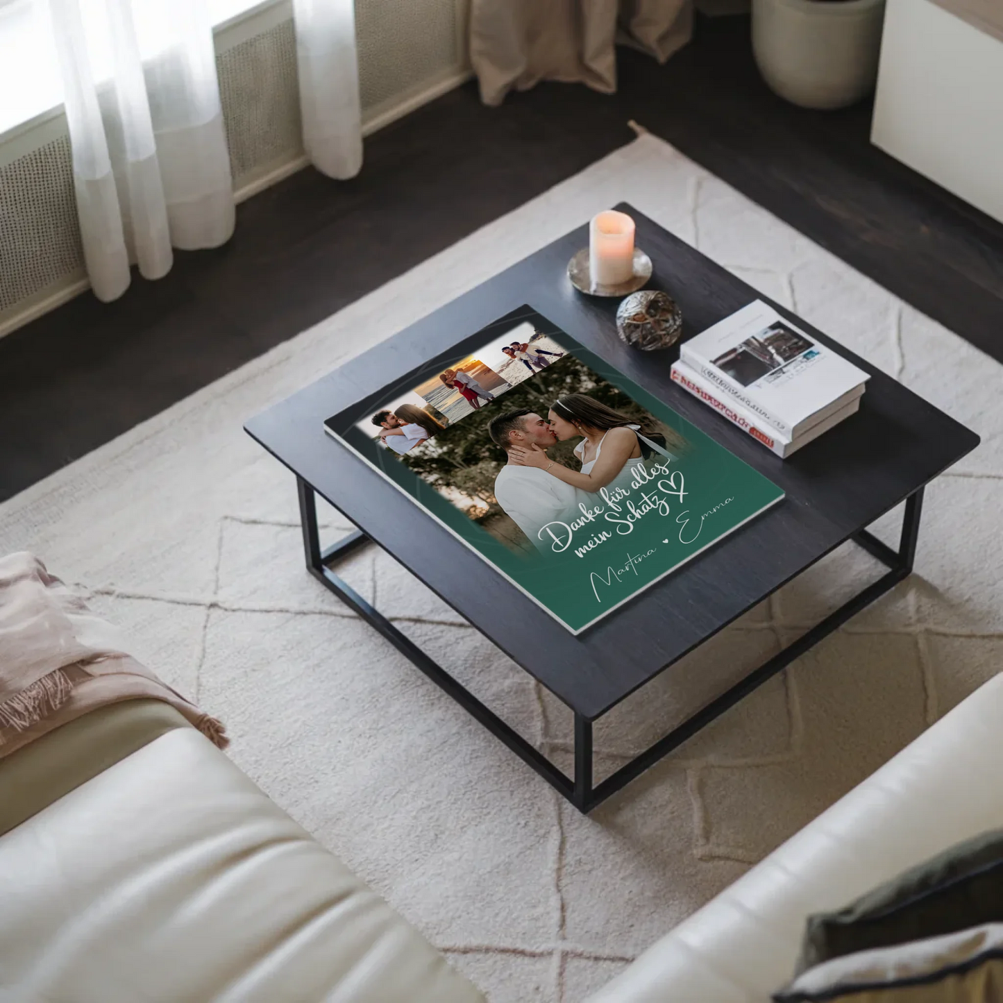 Personalisierbares Fotoboard Magnet Wandbild mit 4 Fotos Szeretlek Liebe auf Ungarisch