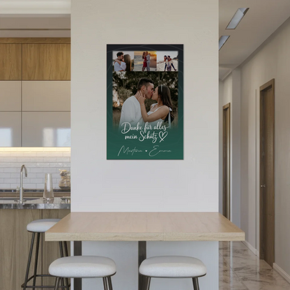 Personalisierbares Fotoboard Magnet Wandbild mit 4 Fotos Szeretlek Liebe auf Ungarisch