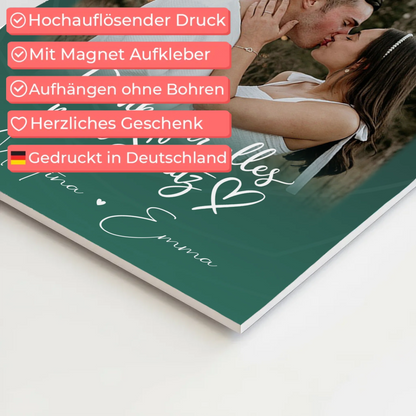 Personalisierbares Fotoboard Magnet Wandbild mit 4 Fotos Szeretlek Liebe auf Ungarisch