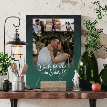 Leinwand Für Paare mit 4 Fotos Szeretlek Liebe auf Ungarisch personalisiertes Geschenk