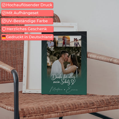 Leinwand Für Paare mit 4 Fotos Szeretlek Liebe auf Ungarisch personalisiertes Geschenk