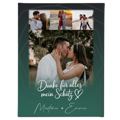 Leinwand Für Paare mit 4 Fotos Szeretlek Liebe auf Ungarisch personalisiertes Geschenk