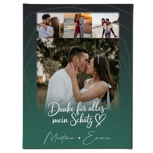 Leinwand Für Paare mit 4 Fotos Szeretlek Liebe auf Ungarisch personalisiertes Geschenk