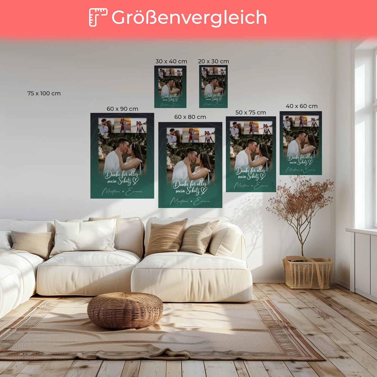 Leinwand Für Paare mit 4 Fotos Szeretlek Liebe auf Ungarisch personalisiertes Geschenk