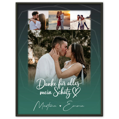 Liebesposter Szeretlek Liebe auf Ungarisch personalisiert mit 4 Fotos