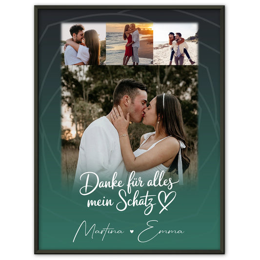 Liebesposter Szeretlek Liebe auf Ungarisch personalisiert mit 4 Fotos