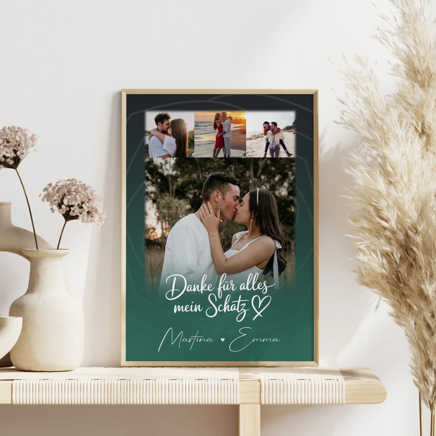 Liebesposter Szeretlek Liebe auf Ungarisch personalisiert mit 4 Fotos