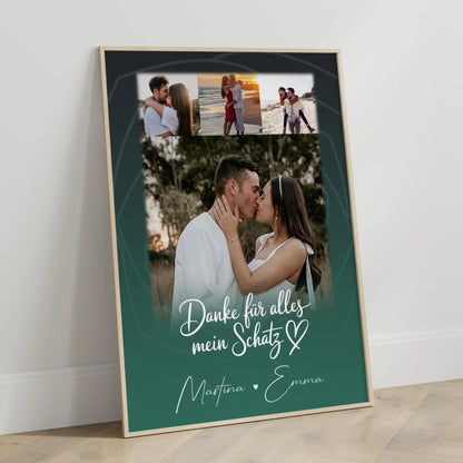 Liebesposter Szeretlek Liebe auf Ungarisch personalisiert mit 4 Fotos