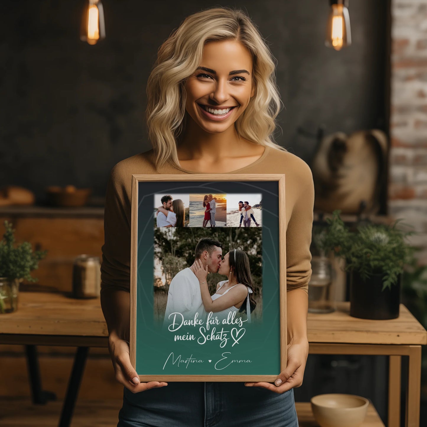 Liebesposter Szeretlek Liebe auf Ungarisch personalisiert mit 4 Fotos