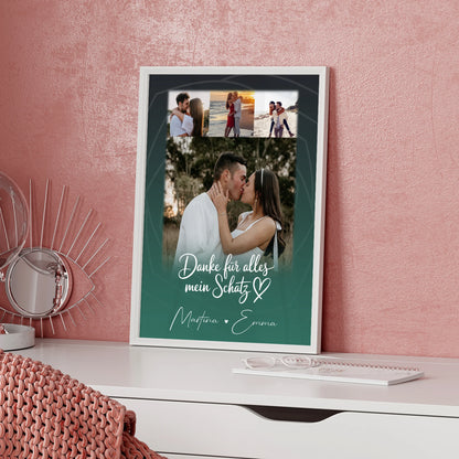 Liebesposter Szeretlek Liebe auf Ungarisch personalisiert mit 4 Fotos