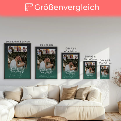 Liebesposter Szeretlek Liebe auf Ungarisch personalisiert mit 4 Fotos