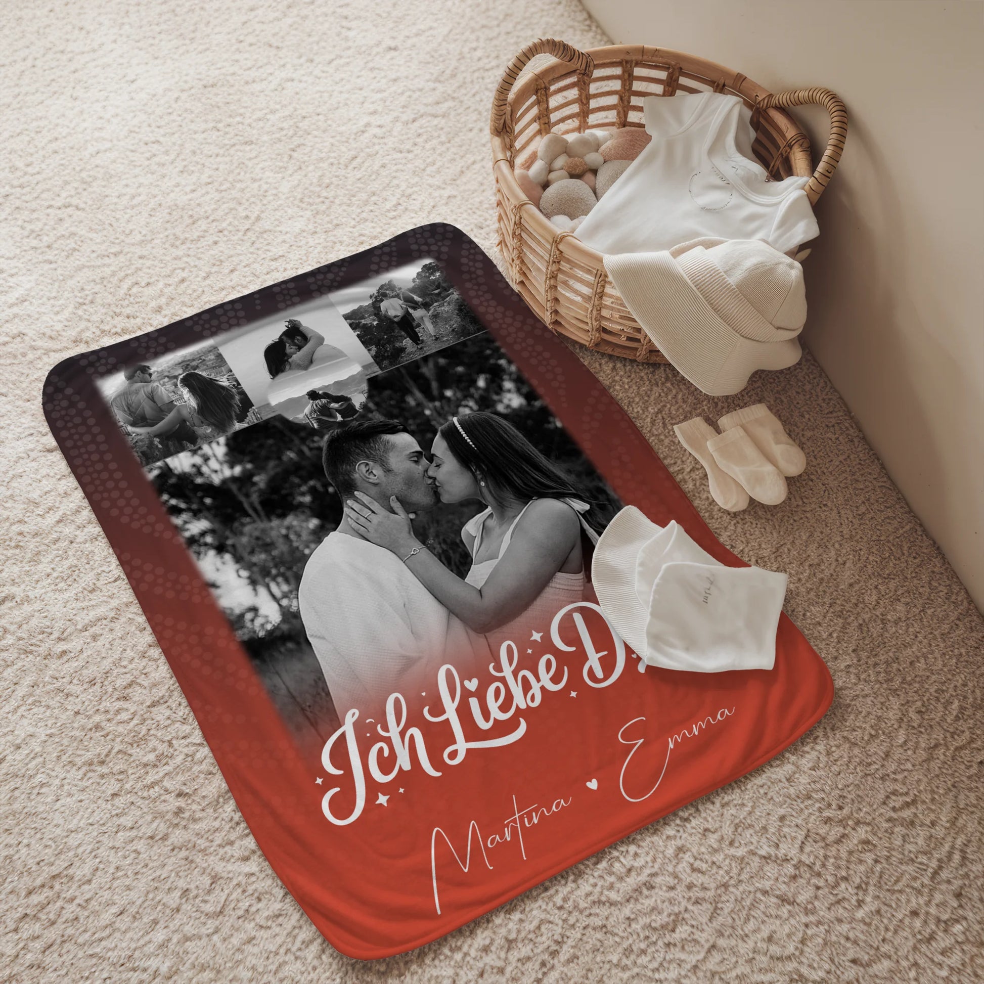 Kuscheldecke Mit Namen 4 Fotos und 1 Kleines Herz Foto Te Amo personalisiertes Geschenk 2