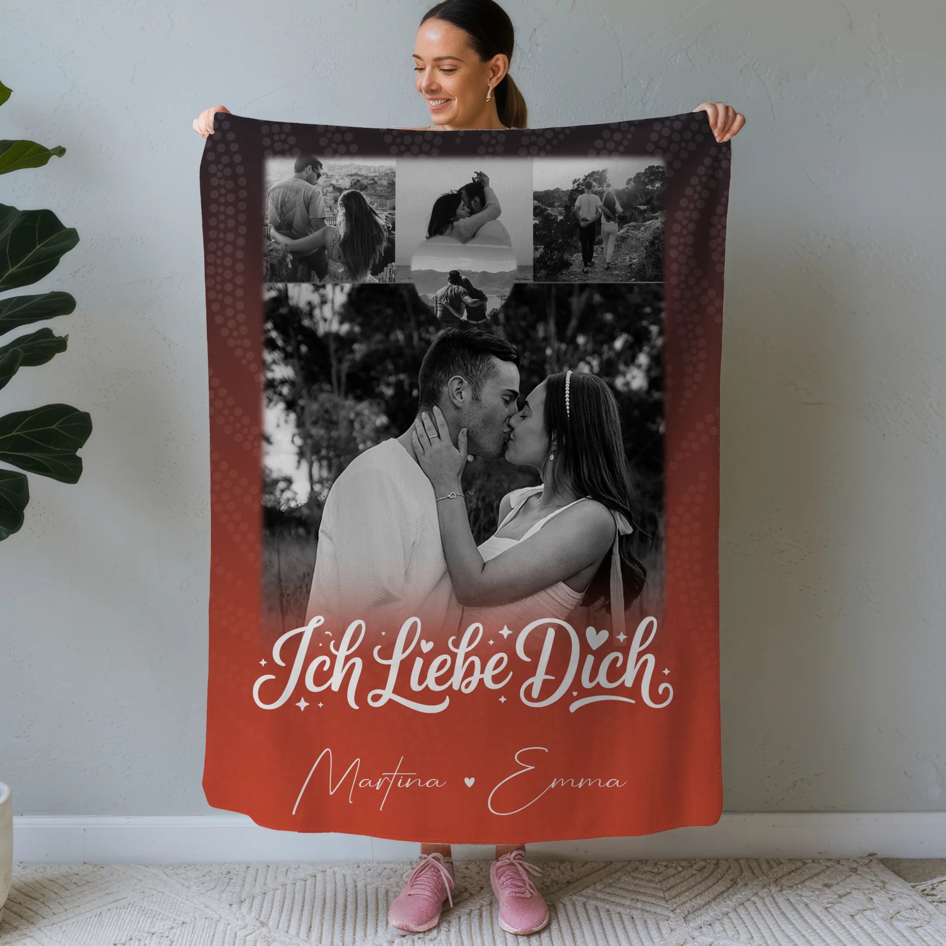 Kuscheldecke Mit Namen 4 Fotos und 1 Kleines Herz Foto Te Amo personalisiertes Geschenk 1