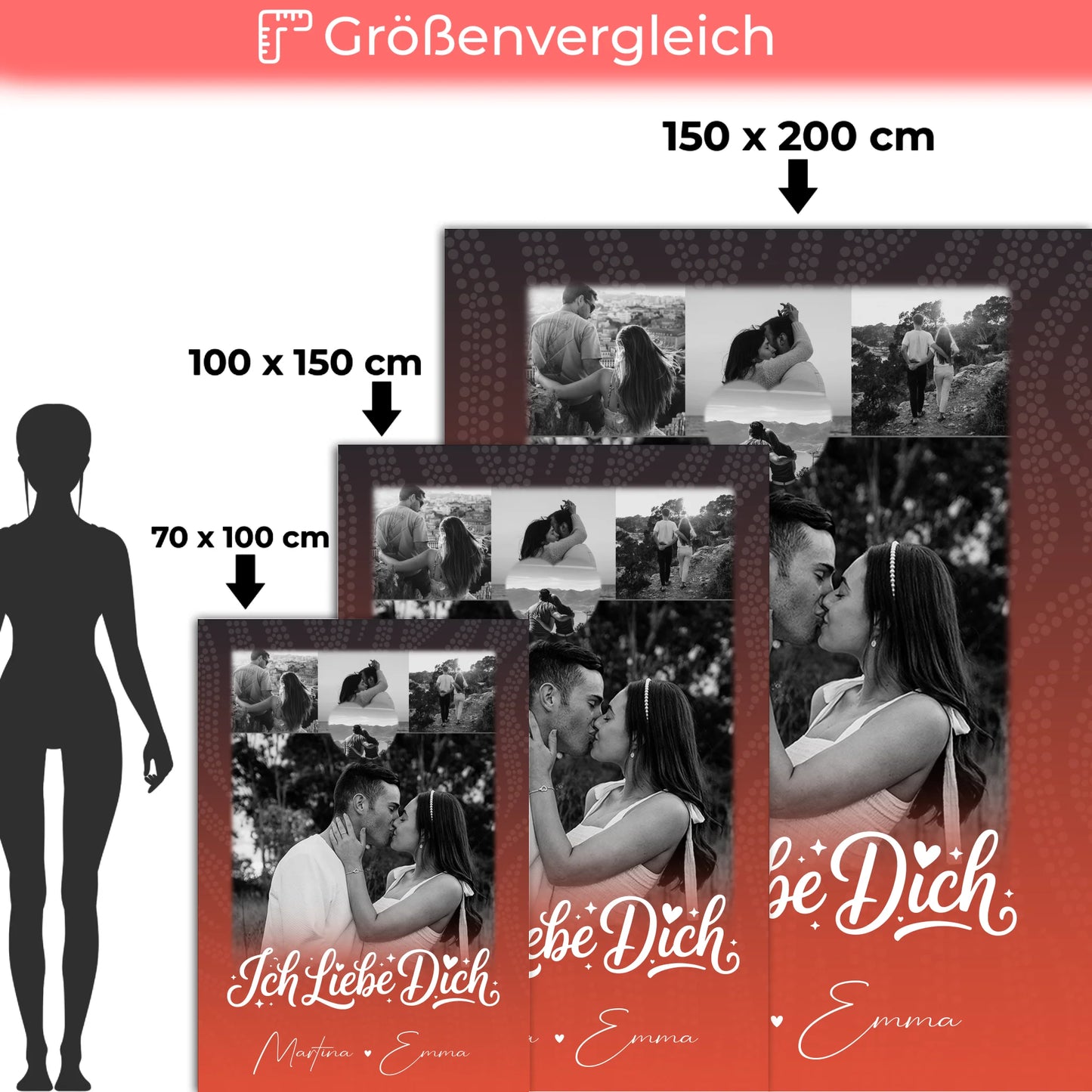 Kuscheldecke Mit Namen 4 Fotos und 1 Kleines Herz Foto Te Amo personalisiertes Geschenk 5